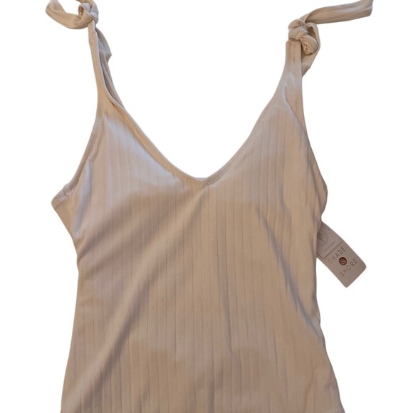 Shade & Shore Swimsuit Women's S (4-6) Off White Ribbed One Peice NWT - Picture 3 of 7